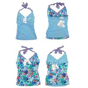 Tommy Bahama XS Reversible Palm Party Halter Swimwear Tankini Top NWT Multicolor